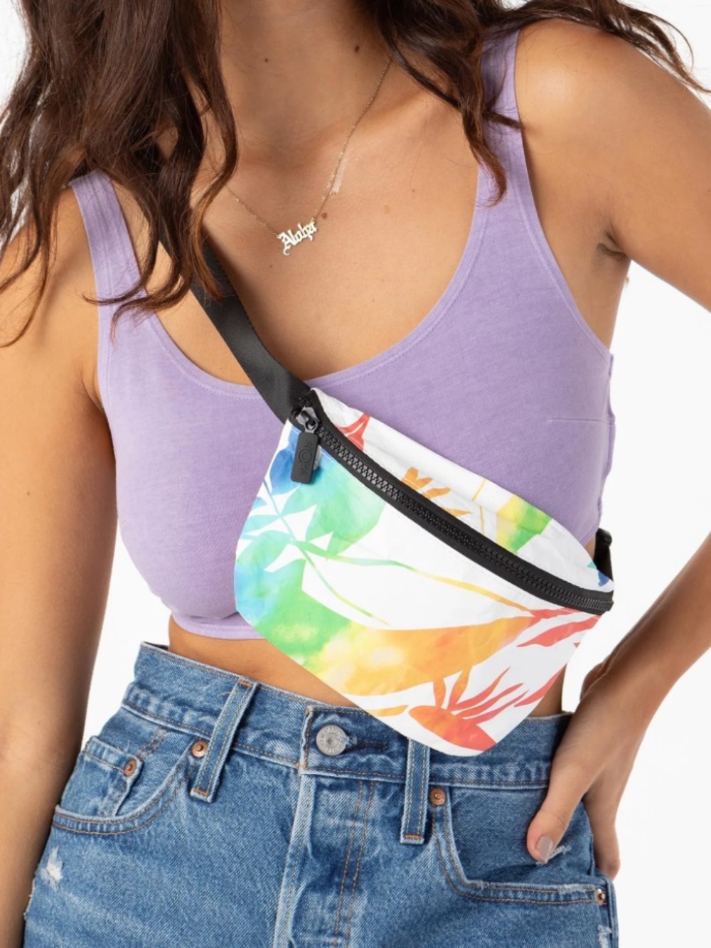 ALOHA Collection Mini Hip Pack Painted Birds Rainbow Tropical Print Fanny Pack